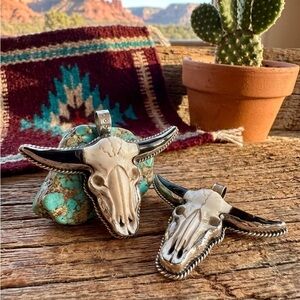 Longhorn Bone Bull Skull German Silver Pendants Your Choice of One for the $